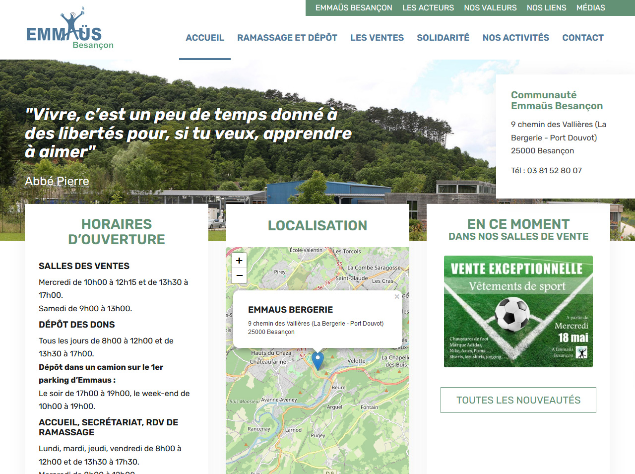 Refonte du site internet Emmaüs Besançon