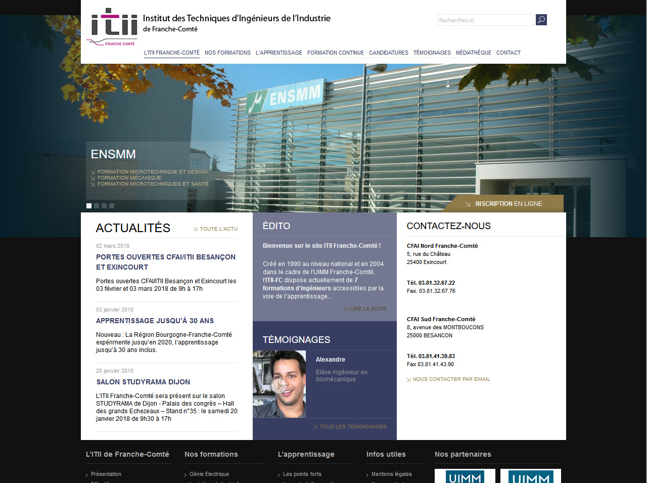 Refonte du site internet de l'ITII de Franche-Comté