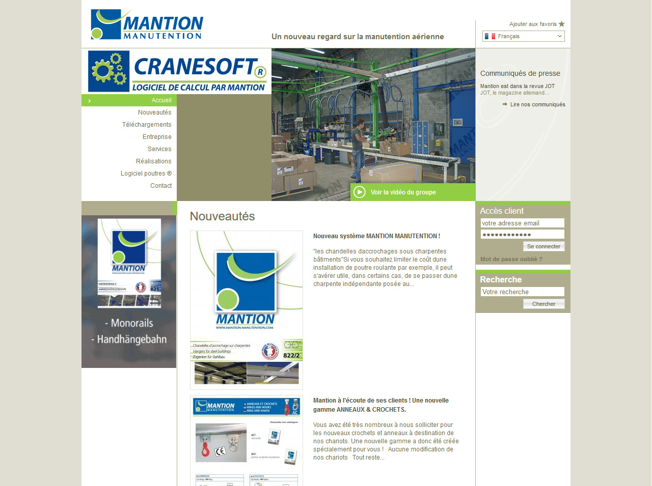 Refonte du site www.mantion-manutention.com