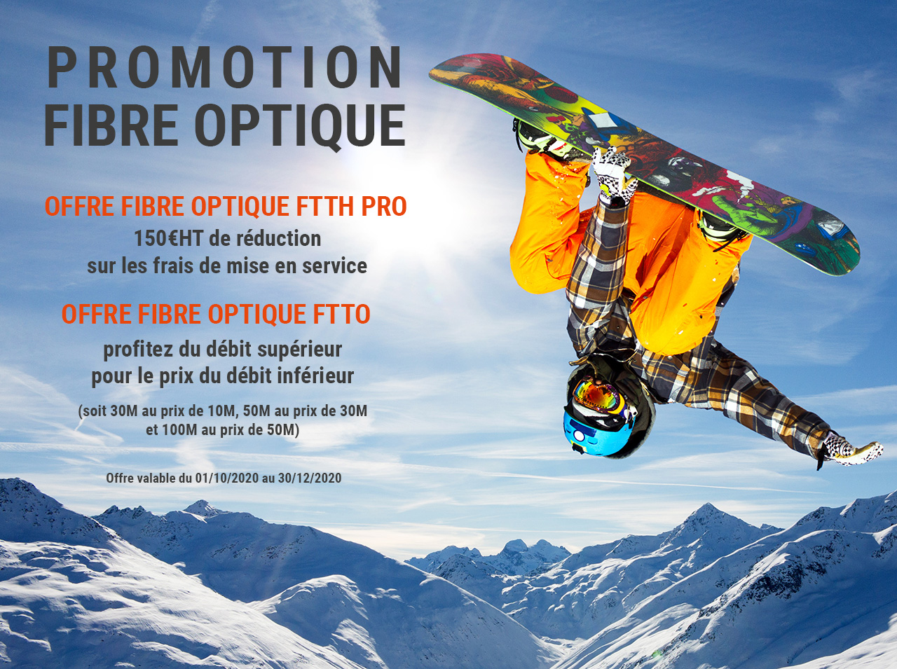 Promotion sur nos fibres optiques FTTH et FTTO